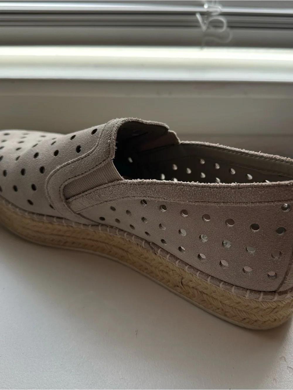 Steve Madden Taupe Perforated Slip-On Espadrille Platform